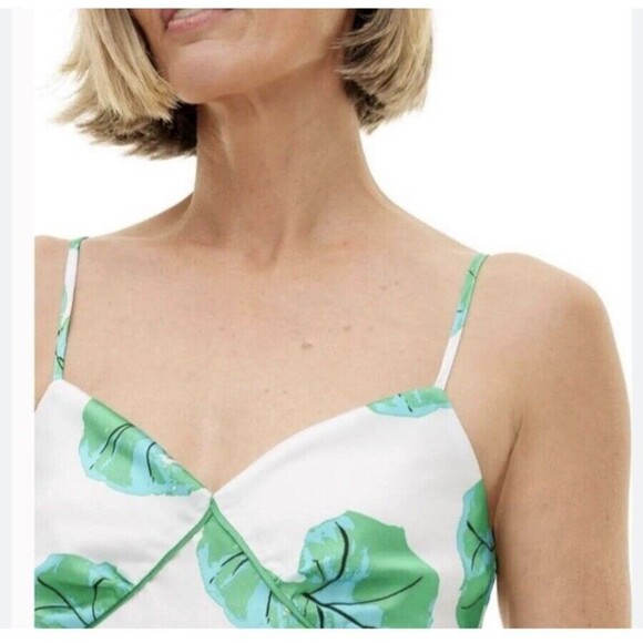Women's Geranium Leaf Short Satin Slip Dress - DVF Diane Von Furstenberg XS NEW - Picture 3 of 8